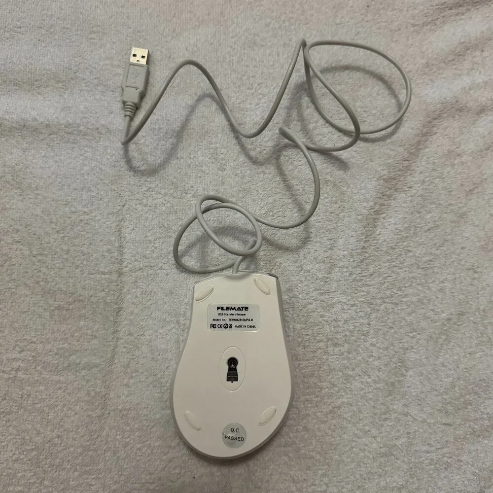 FileMate USB Standard Mouse, White with Purple Flowers